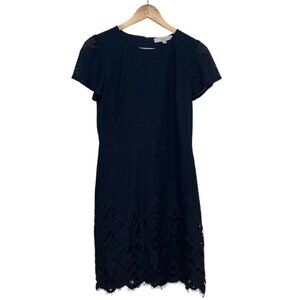 Loft navy eyelet lace short sleeve dress size 4